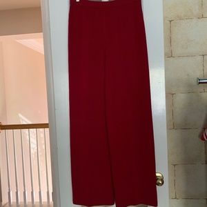 St. John Collection Santana Deep Red Wool Blend Knit Elastic Waist Pants